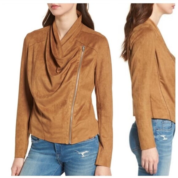 Blank NYC Jackets & Blazers - Blank NYC Faux Suede Moto Jacket Tan Brown - Medium